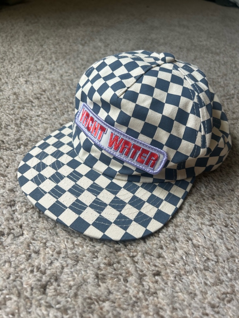 Yacht Water Checkerboard Hat in Blue & Cream - Picture 2 of 3
